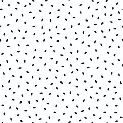Seamless pattern, small ovals, ellipses scattered randomly. Black elements on a white background. Stylish design. Background. Vector illustration.