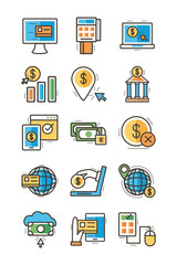 bundle of online banking set icons
