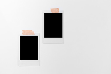Polaroid photo frames. Square frame template with shadows isolated on transparent background.
