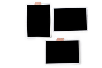 Polaroid photo frames. Square frame template with shadows isolated on transparent background.