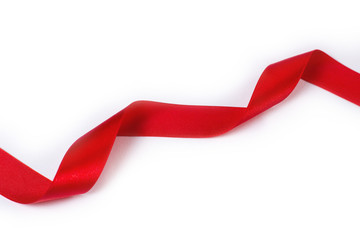 red silk ribbon on a white background