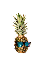 Pine Apple wearing sunglasses isolated on white background