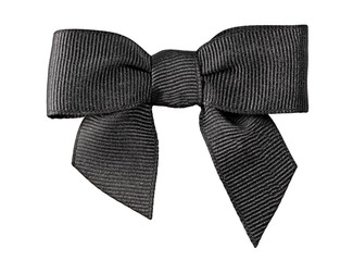 A decorative black bow of ribbon isolated on a white background