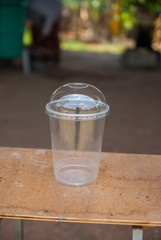 Plastic cup for drinking water, clear white