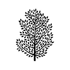 Black and white vector deciduous tree