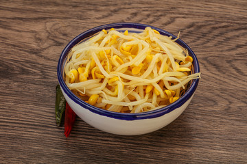 Soy sprout heap in the bowl