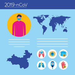 covid19 pandemic infographics with earth planet