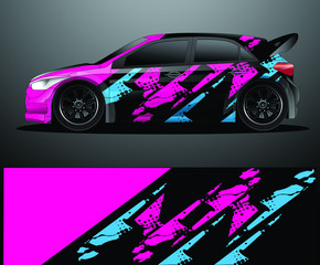 Rally car decal graphic wrap vector, abstract background