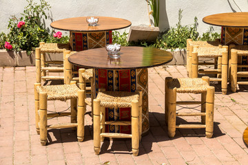 leisure corner with wood chairs and table