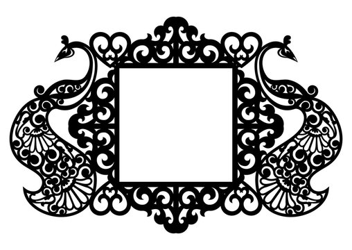 Peacock frame with carving patterns