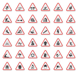 Warning Hazard Symbols labels Sign Isolate on White Background,Vector Illustration