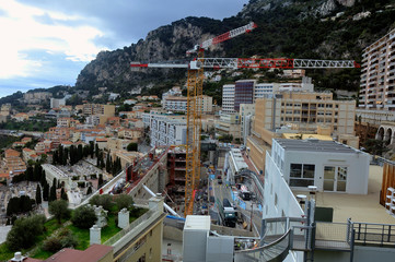 Aerial view of Monaco with construction work