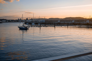 Fototapeta premium beautiful sunset with colors in the north of spain feeling of heat