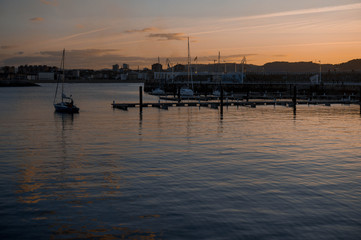 Fototapeta premium beautiful sunset with colors in the north of spain feeling of heat