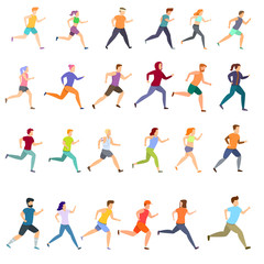 Fototapeta na wymiar Running icons set. Cartoon set of running vector icons for web design
