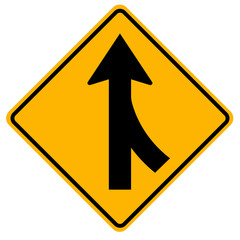 Warning signs Merging traffic ,watch for cars from the right on white background