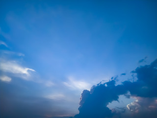 Natural cloud fly blue sky landscape and sun rising at skyline.
