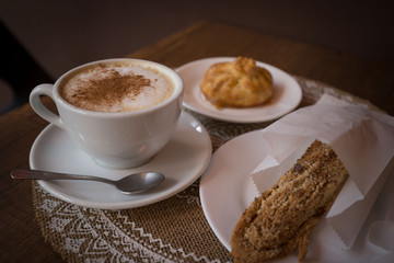 Georgia. Cappuccino with pastries