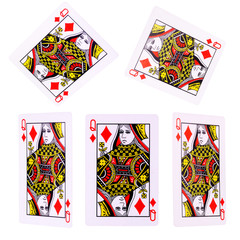 Playing cards for poker game on white background with clipping path.