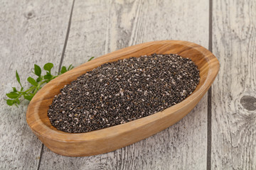 Dietary Chia seeds in the bowl