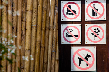 Various signboards including 