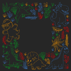 Dinosaurs, dino. Vector pattern kids fabric, textile, nursery wallpaper. Illustration for children.