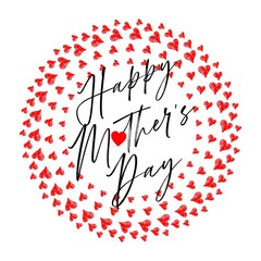 Happy Mother's Day Heart-Typocraphic illustration vector Calligraphy Background, celebration card,printable, ornaments celebrations, gift card invitation,