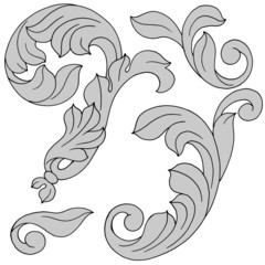 pattern in classic style, isolate on a white background, baroque ornament