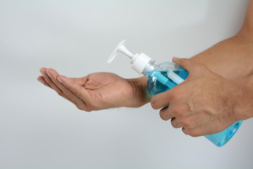 Hand cleaning gel, prevent the spread of germs and bacteria and avoid infections corona virus.