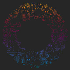 Dinosaurs, dino. Vector pattern kids fabric, textile, nursery wallpaper. Illustration for children.