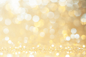 Gold, yellow abstract light background, Pink Gold  bokeh shining lights, sparkling glittering Christmas lights.Season greeting background.New year Luxury backdrop image.Blurred abstract background. - 340666013