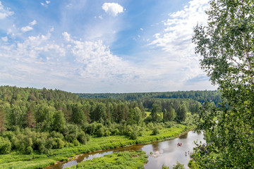 Fototapeta na wymiar Serga river in Deer streams national park. Sverdlovsk region, Ural, Russia.