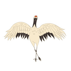 Japanese crane bird isolate on a white background. Vector graphics.