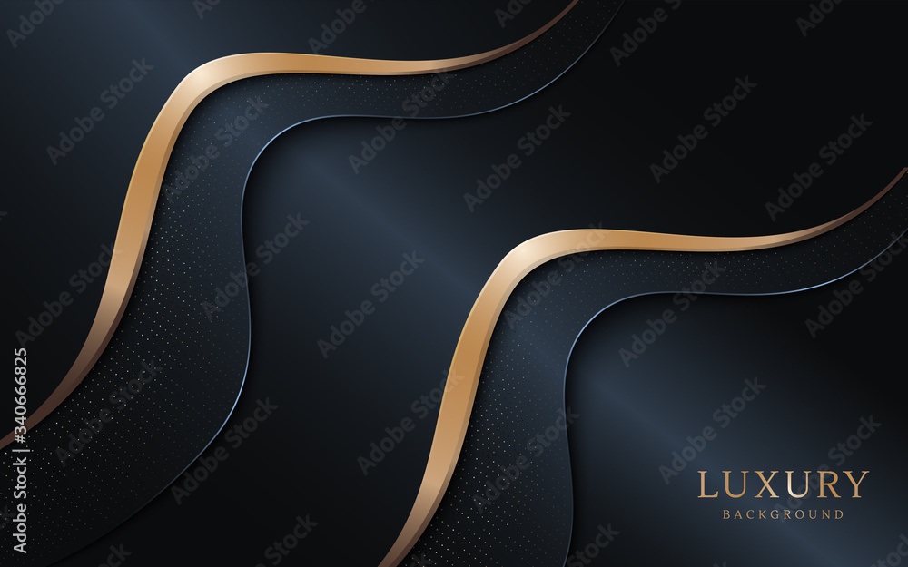 Poster luxury dark background combine with golden lines element.
