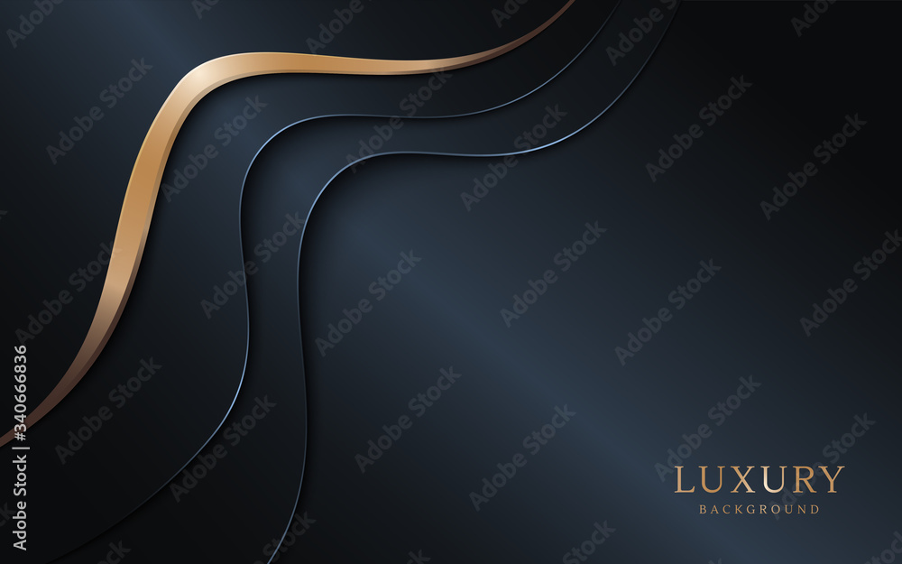 Poster luxury dark background combine with golden lines element.