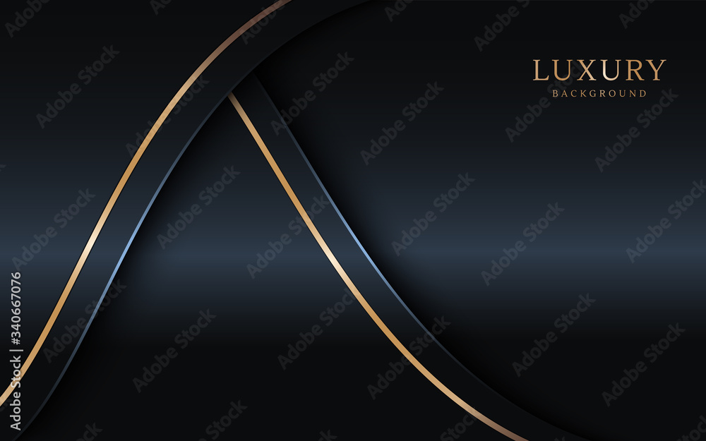 Poster luxury dark background combine with golden lines element.