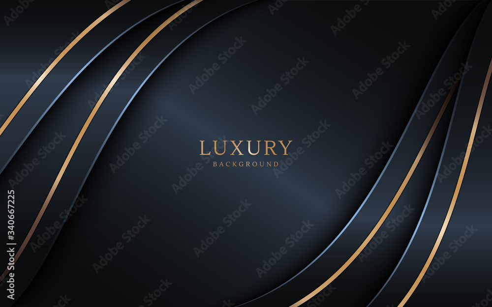 Poster luxury dark background combine with golden lines element.