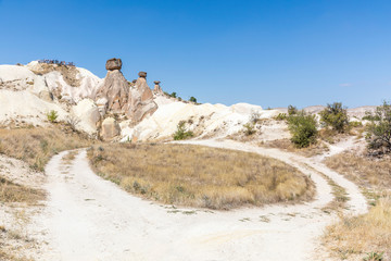 Cappadocia in Turkey with the three beautiful volcanic formation, three beautiful Cappadocia , Turkey.