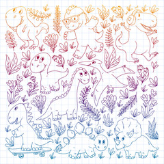 Dinosaurs, dino. Vector pattern kids fabric, textile, nursery wallpaper. Illustration for children.