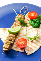Greek skewers of chicken with oregano