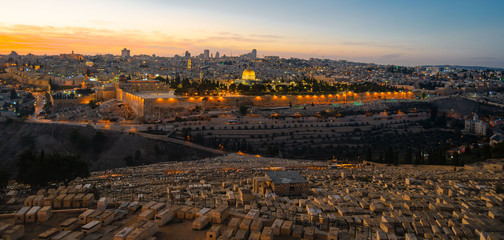 City view of Jerusalem from mount of olives in Israel