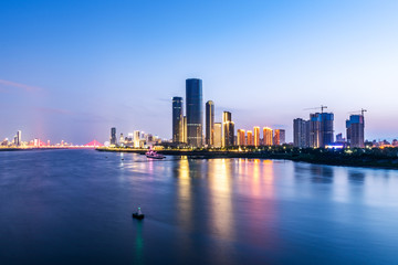Modern urban night view, Pearl River New City, Guangzhou, China   