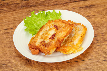 Roasted cod fish in bread