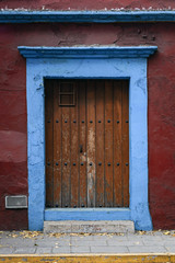 old wooden door in old town