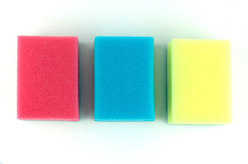 dish washing sponges on a white background