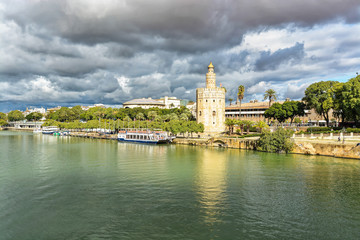 The center of Seville and its symbol, the Golden tower.