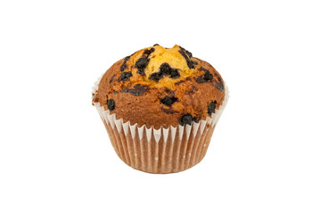 Blueberry muffin isolated on white.