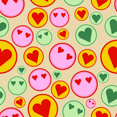 Abstract seamless pattern. Seamless repeated pattern can be used for wallpaper, pattern, backdrop, surface textures. Smile, love, hearts