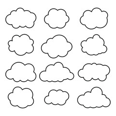 Clouds line art icon. Storage solution element, databases, networking, software image, cloud and meteorology concept. Vector line art illustration isolated on white background