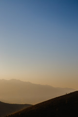 Obraz premium colorful sunrise landscape, stunning summer morning image in mountains, forest on the hill, vertical nature scenery, Europe travel, Carpathian mountains, Europe